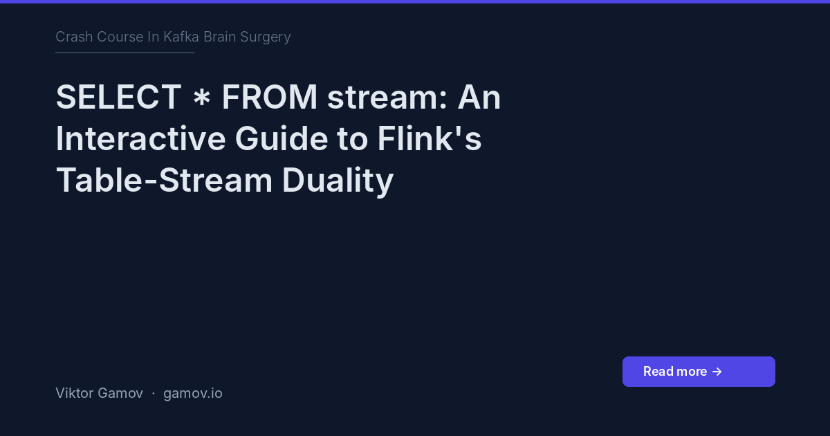 selectstar.stream — Interactive Flink SQL Tutorial